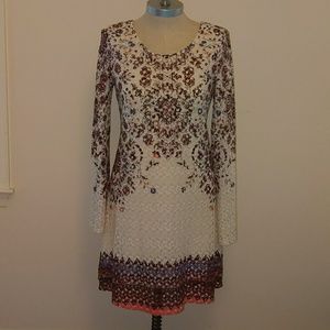Hippie crochet lace shear lined long sleeve dress